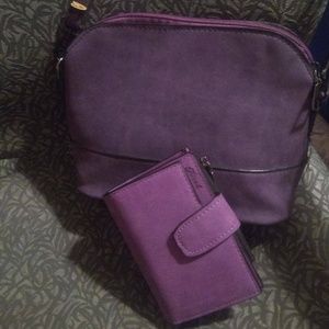 Matching Purple Soft Suede Handbag and Wallet